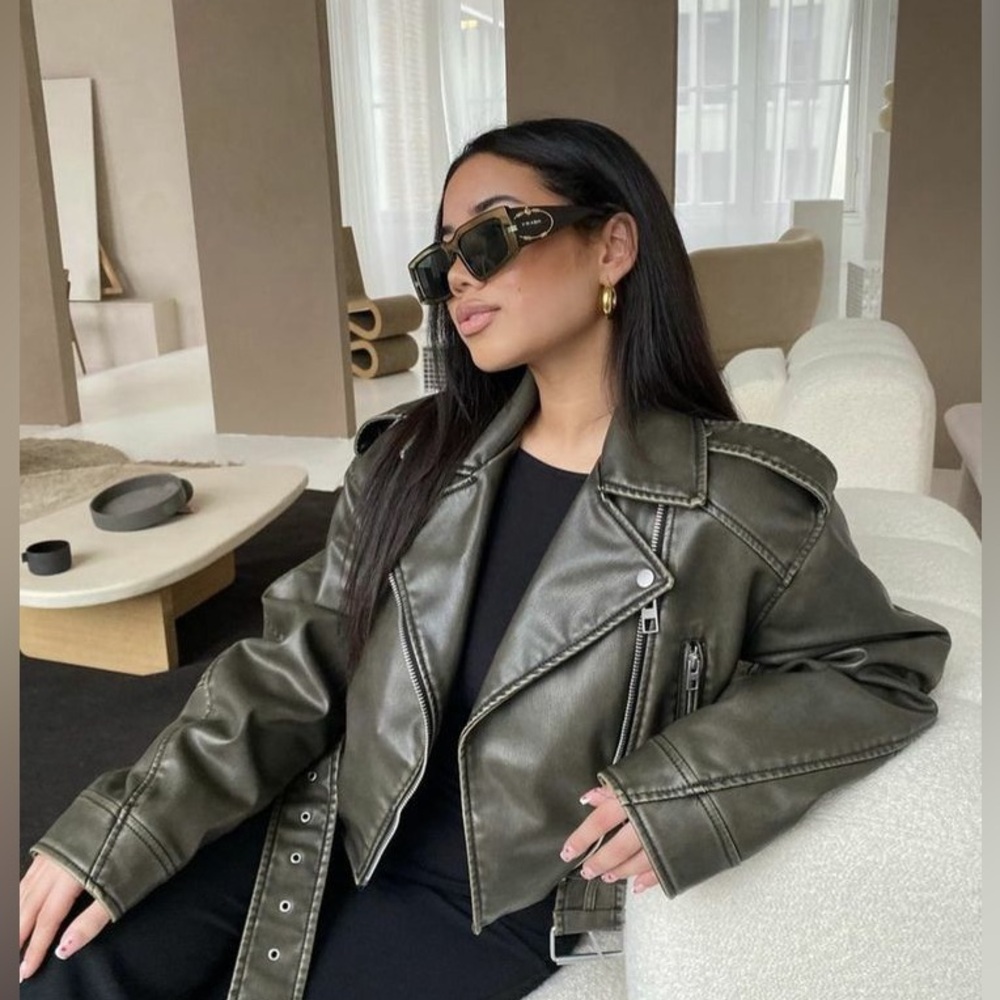 PRETTYLITTLETHING CROP JACKET - OLIVE/GREY - Picture 4 of 4